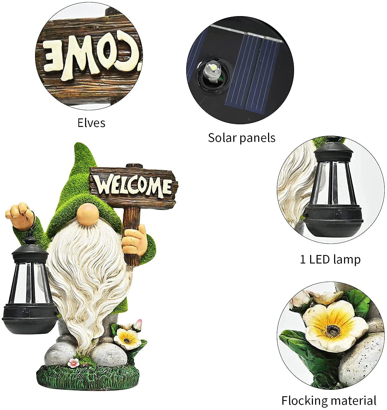 Welcome Dwarf Statue Solar Light