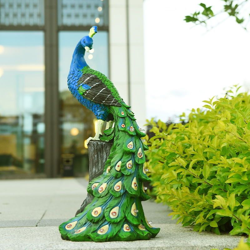 Solar-Powered Peacock Glow Sculpture