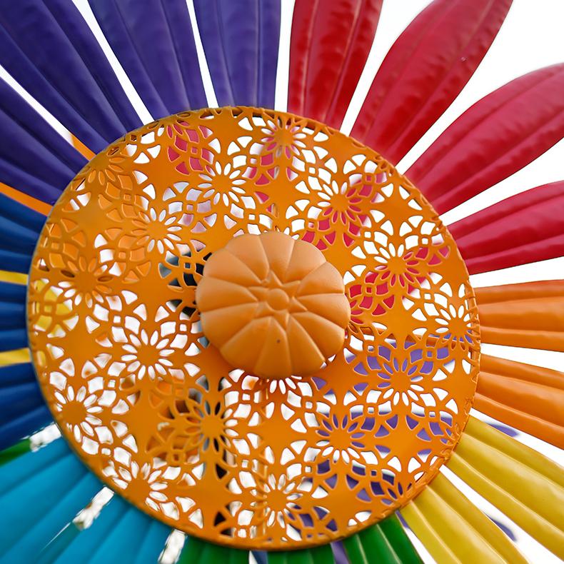 Solar-Powered Rainbow Sunflower Windmill