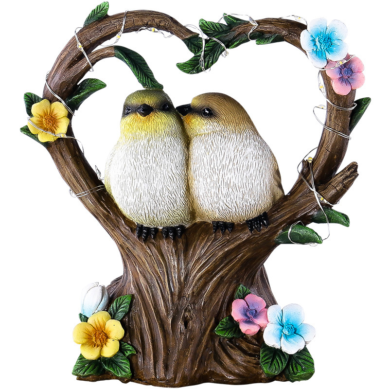 Couple bird ornament solar lamp