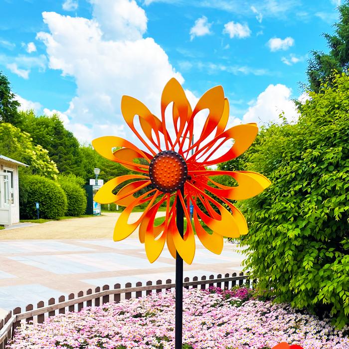 Sunflower vintage metal iron windmill