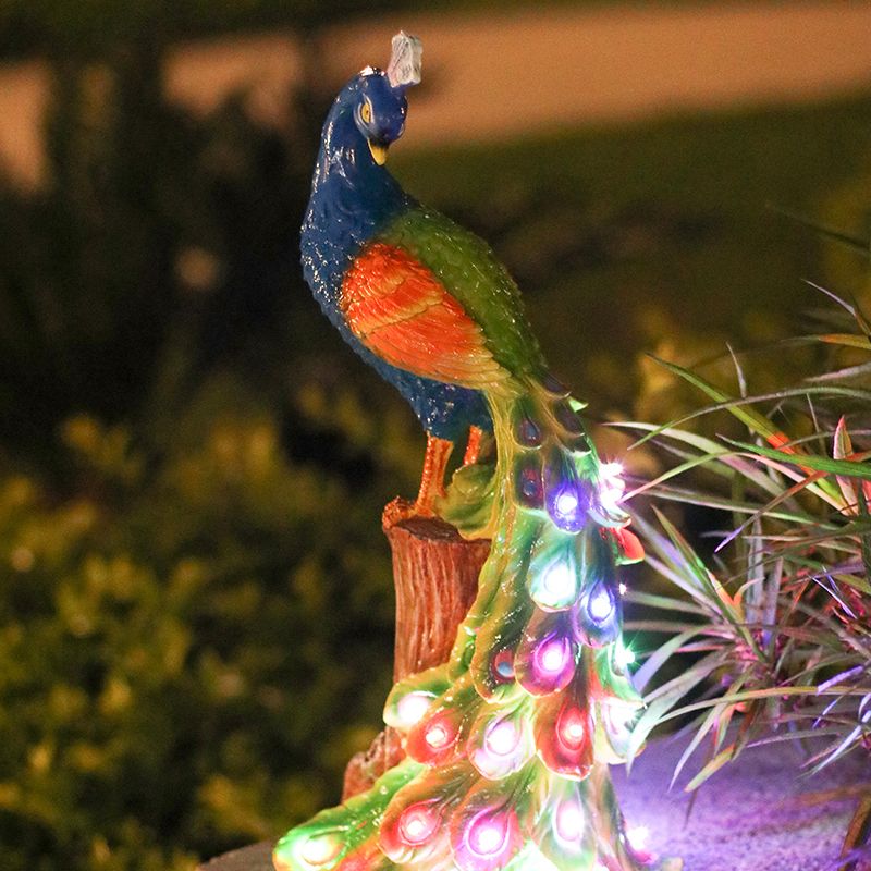 Solar-Powered Peacock Glow Sculpture