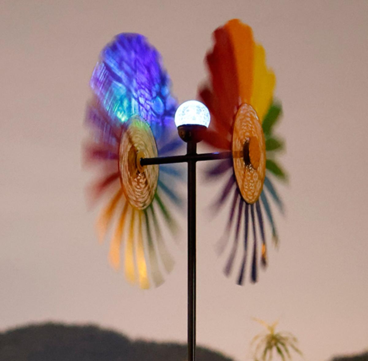 Solar-Powered Rainbow Sunflower Windmill