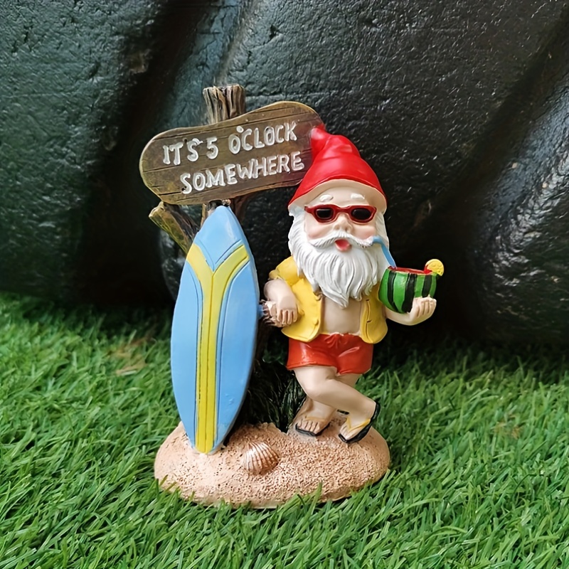 Garden Creative Surf Gnome Plastic Statue, Mini Garden Supplies DIY Potted Micro Landscape Decor