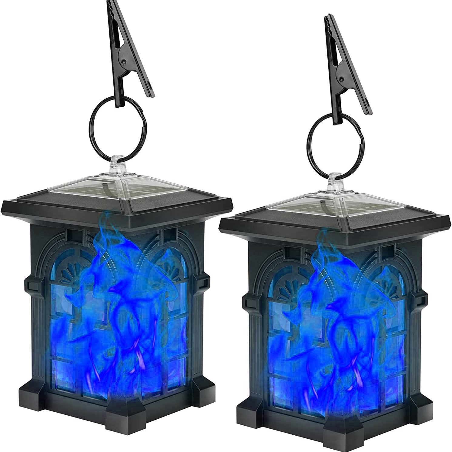 Solar Lantern, IP65 Waterproof Solar Outdoor Lights With Flickering Flame Outdoor Lighting Halloween Decorations