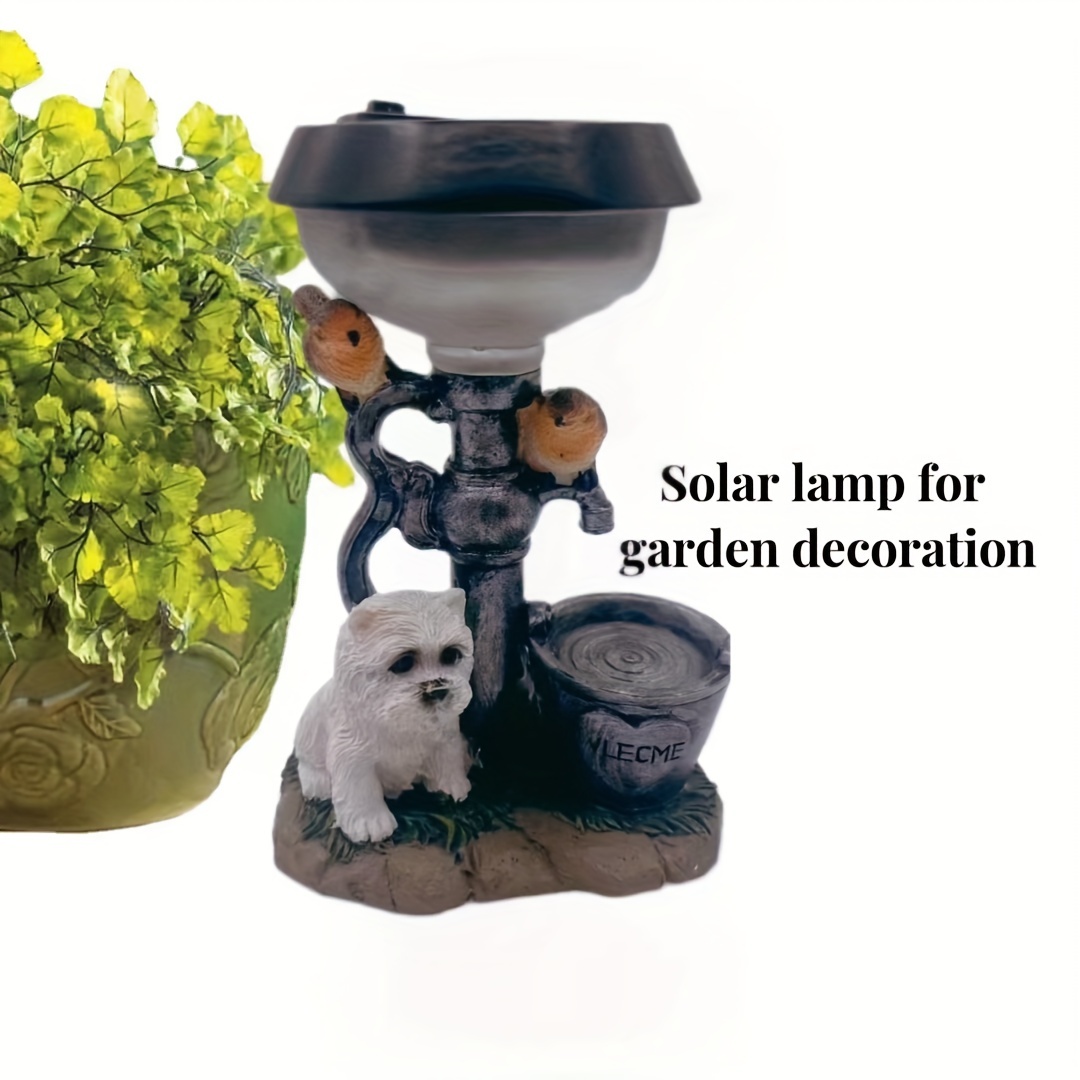 Solar Cute Animals Resin Statue Lamp For Welcome Coming Garden Ornament Lawn Light