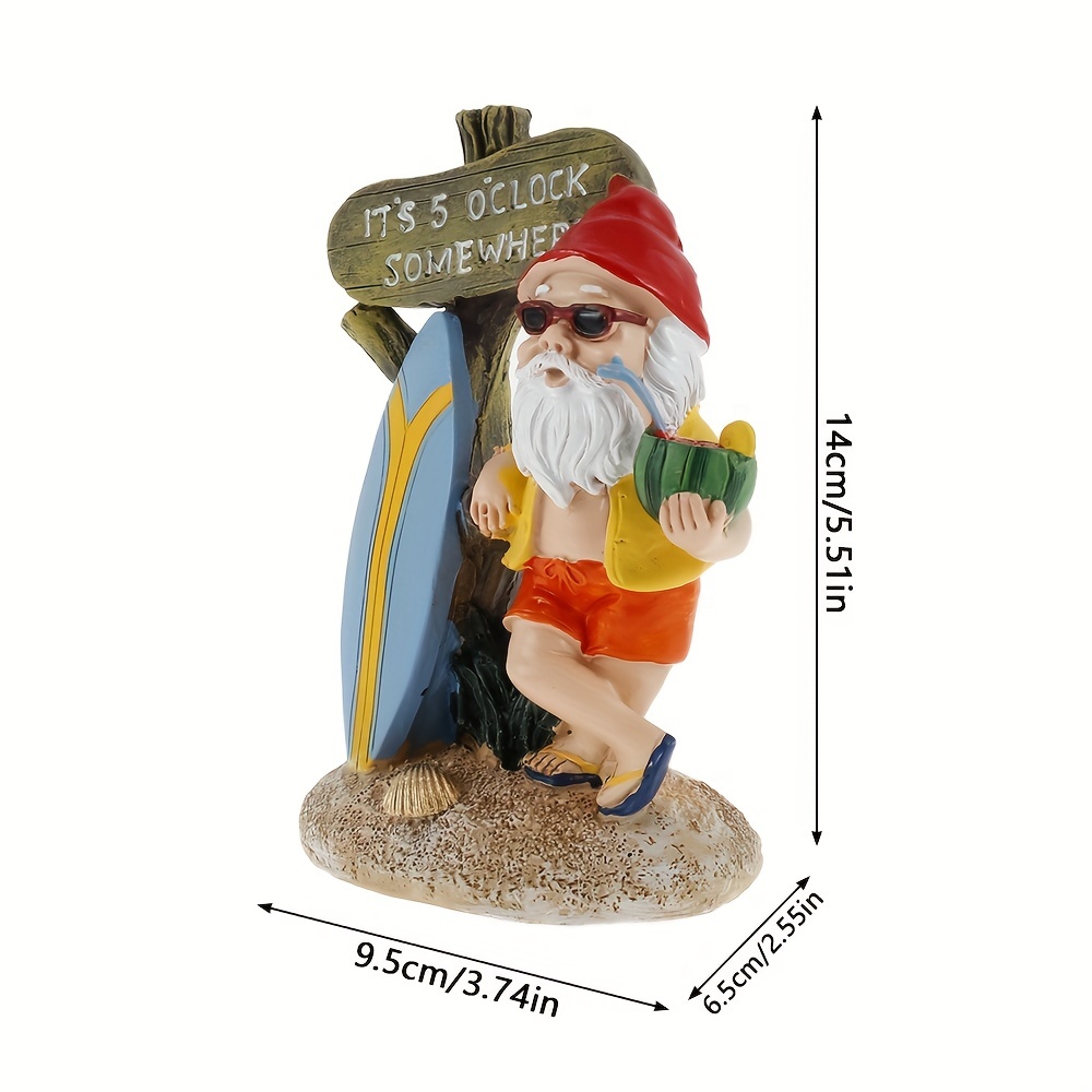 Garden Creative Surf Gnome Plastic Statue, Mini Garden Supplies DIY Potted Micro Landscape Decor