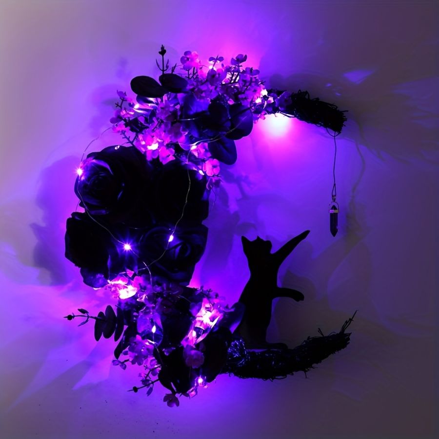 Halloween Moon Cat Wreath
