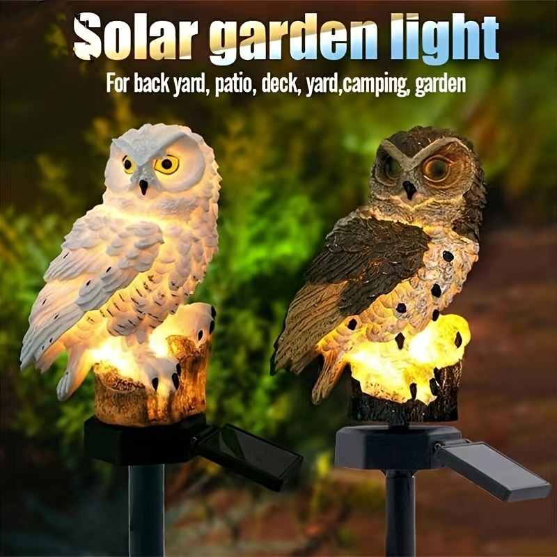 1pc, Owl Solar LED Lights, Solar Garden Lights Outdoor Decor, Resin Garden Waterproof Decorations, Outdoor Yard Pathway Outside Patio Lawn Decor, To Scare Birds Away