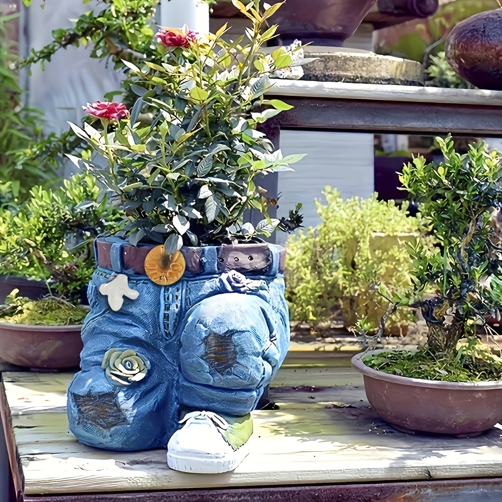 Funny Indoor And Outdoor Flower Pots Resin Denim Pants Ornaments Creative Flower Pot Decoration