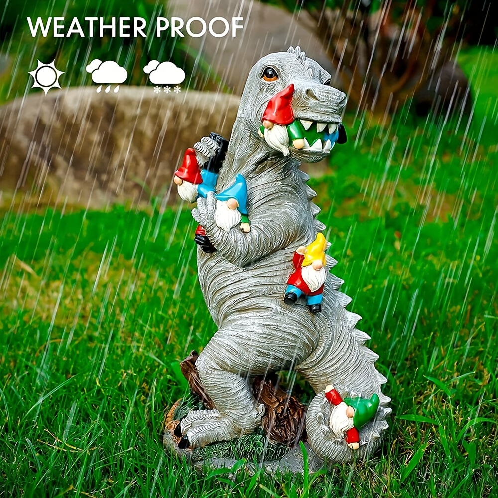 Dinosaur Gnomes Outdoor Garden Decorations, Miniature Dinosaur Gnomes Outdoor Statue