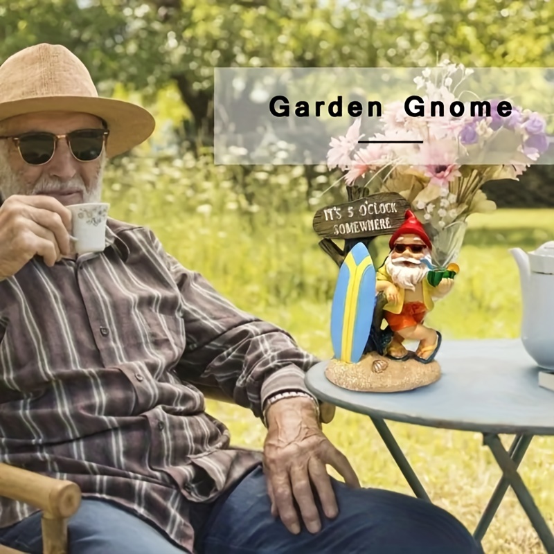 Garden Creative Surf Gnome Plastic Statue, Mini Garden Supplies DIY Potted Micro Landscape Decor