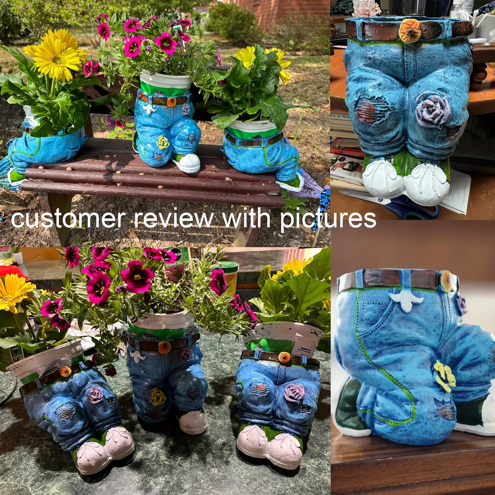 Funny Indoor And Outdoor Flower Pots Resin Denim Pants Ornaments Creative Flower Pot Decoration