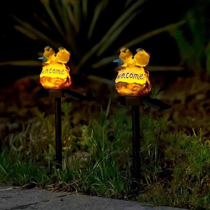 Solar Garden Lights Outdoor Decor, Solar Welcome Birds Lights Warm LED, IP44 Waterproof Welcome Birds Decorative Lights
