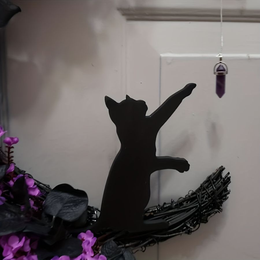Halloween Moon Cat Wreath
