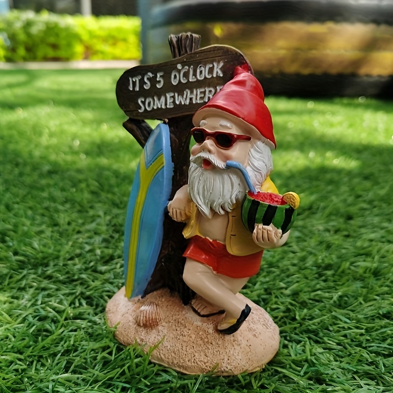 Garden Creative Surf Gnome Plastic Statue, Mini Garden Supplies DIY Potted Micro Landscape Decor