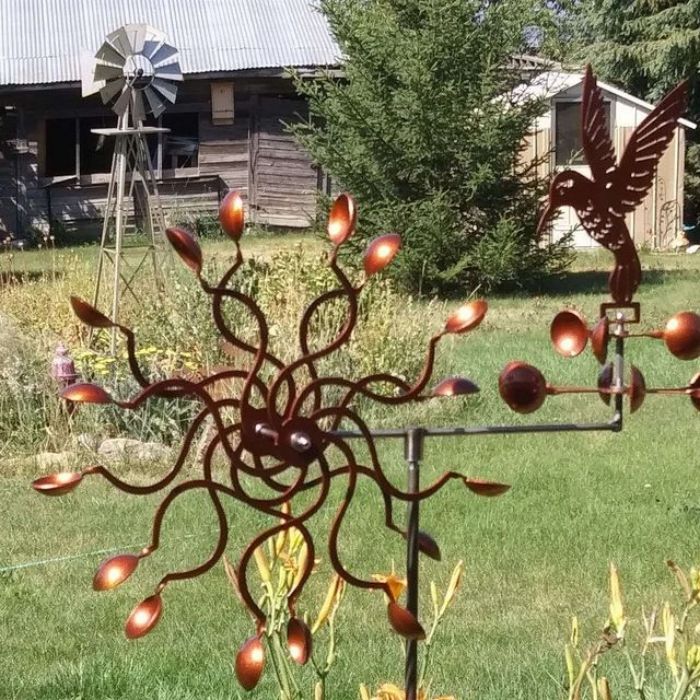 Wind spinner in a garden