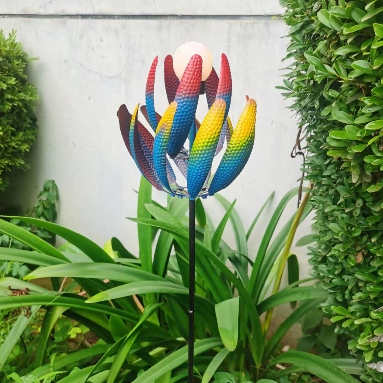 Color Vortex - Metal Windmill with Solar LED Lights