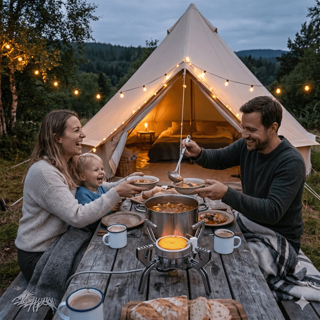 3800W dual-core infrared camp stove for family camping, car camping, and outdoor cooking. High-power, stable, and built for real meals outdoors.