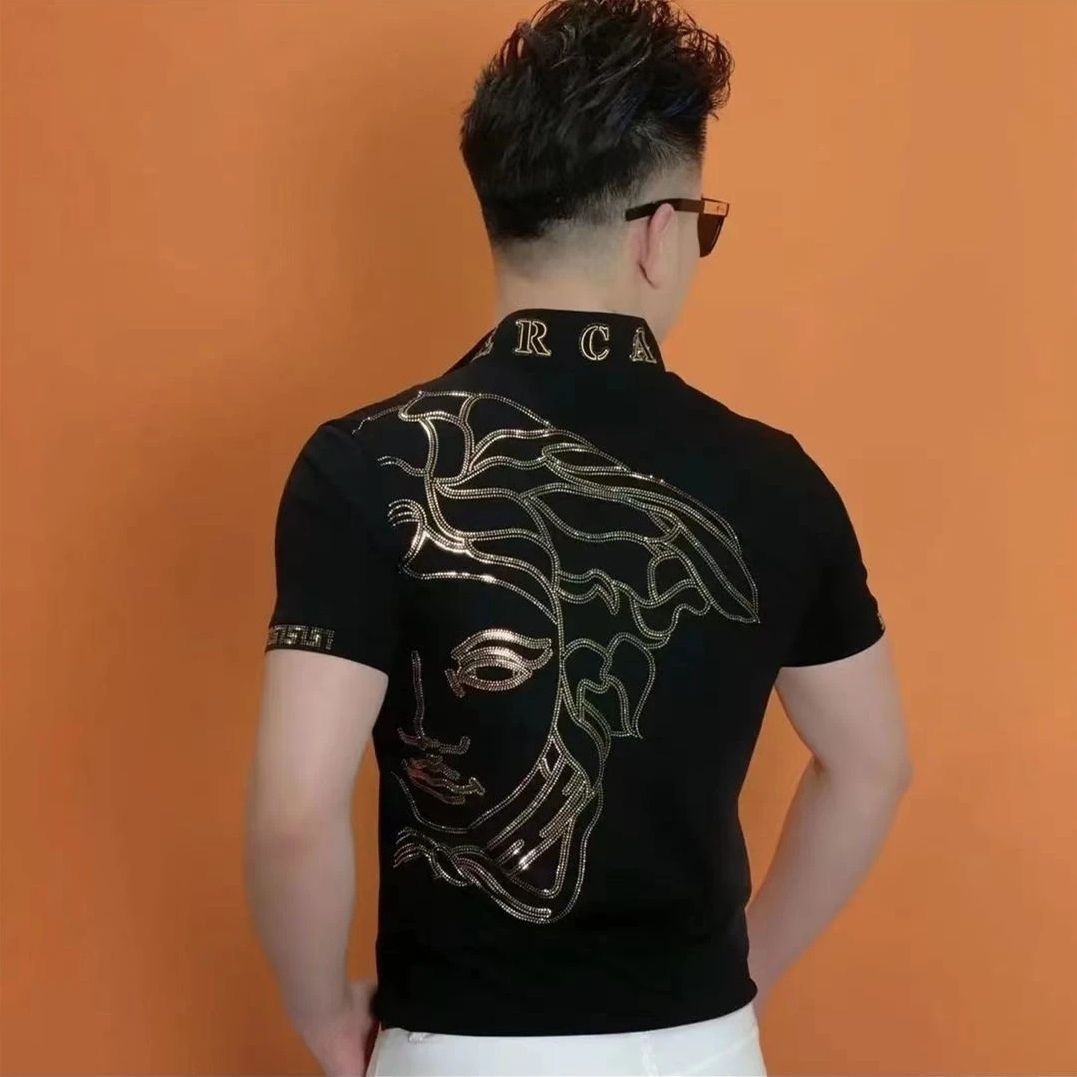 New arrival-Men's gold-stamped short-sleeved shirt