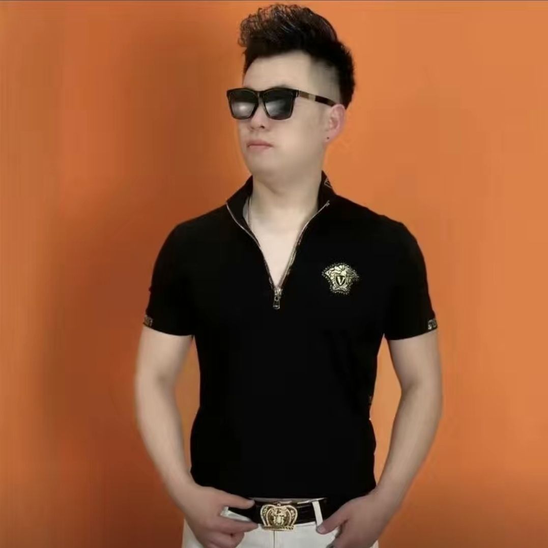 New arrival-Men's gold-stamped short-sleeved shirt