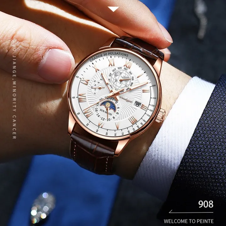 POEDAGAR Brand Swiss Official Certification Waterproof Luminous Men's Mechanical Quartz Watch