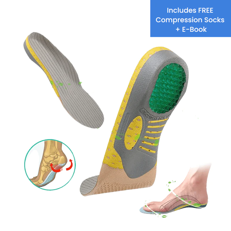 Experience immediate relief from heel to toe with the FeetRelief Orthopedic Insoles.