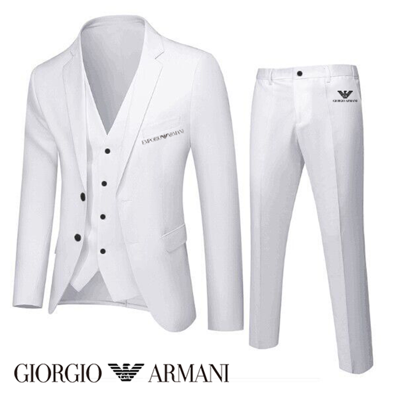 【Armani®】Terno masculino preto e branco Premium Suit