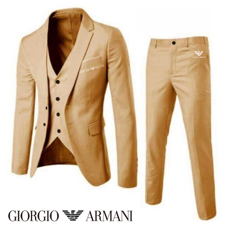 【Armani®】Terno masculino preto e branco Premium Suit