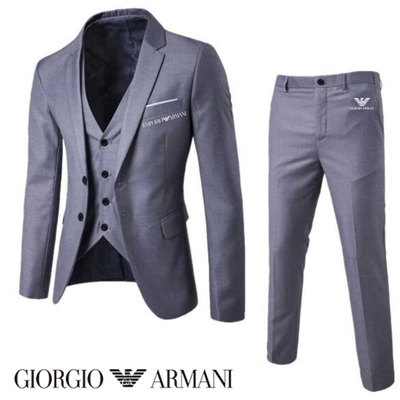 【Armani®】Terno masculino preto e branco Premium Suit