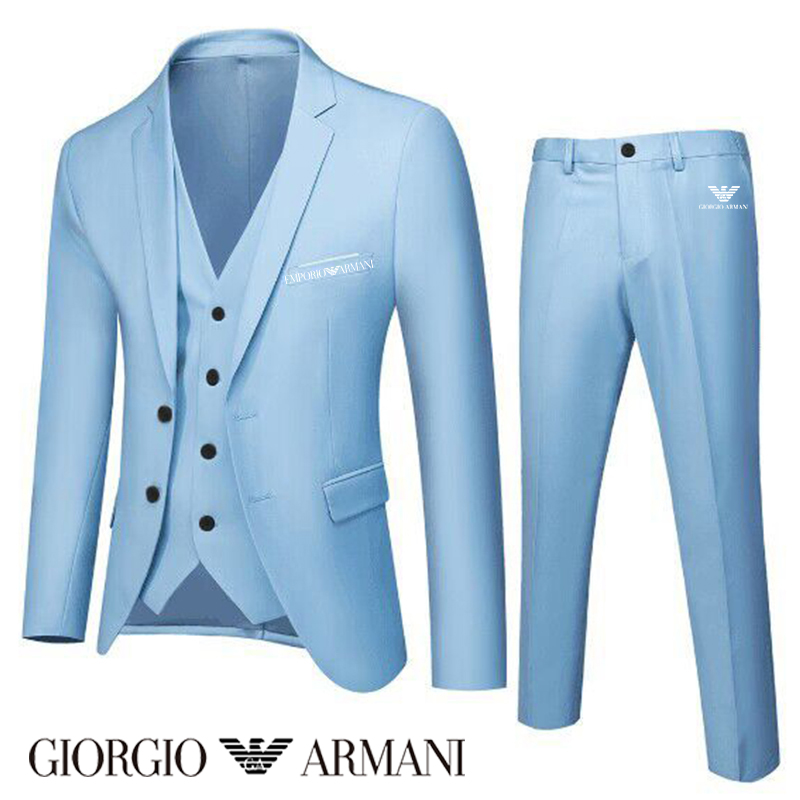 【Armani®】Terno masculino preto e branco Premium Suit
