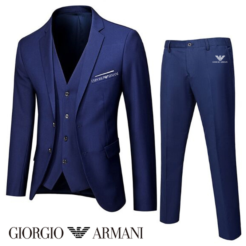 【Armani®】Terno masculino preto e branco Premium Suit