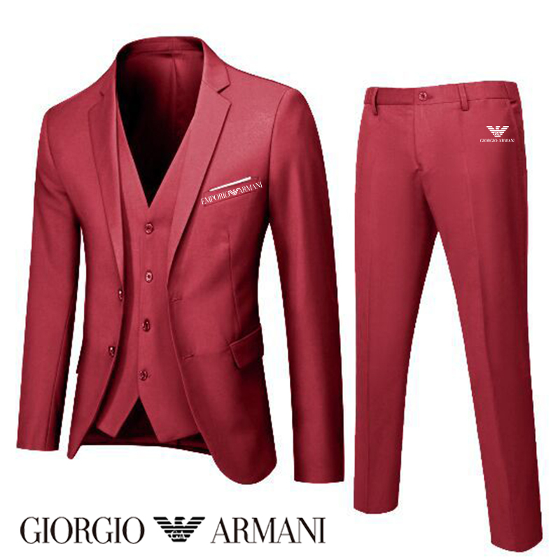 【Armani®】Terno masculino preto e branco Premium Suit
