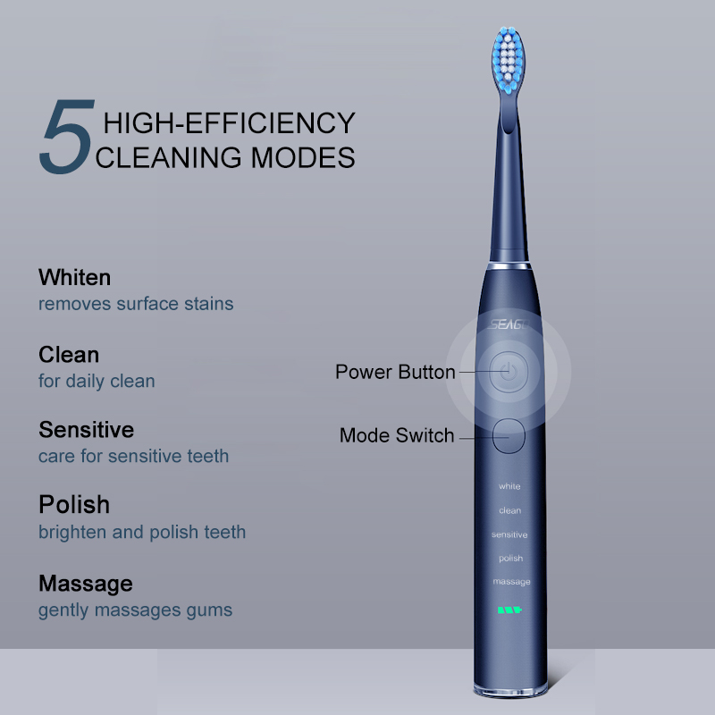 Seago Electric Sonic Toothbrush USB Rechargeable Adult 360 Days Long B