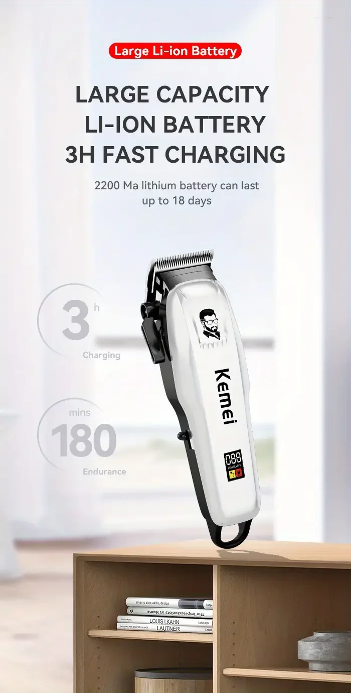 Cortadora el&eacute;ctrica Comi KM-PG809A de alta potencia con cabezal de carga r&aacute;pida ajustable y pantalla digital LCD profesional detalles 7