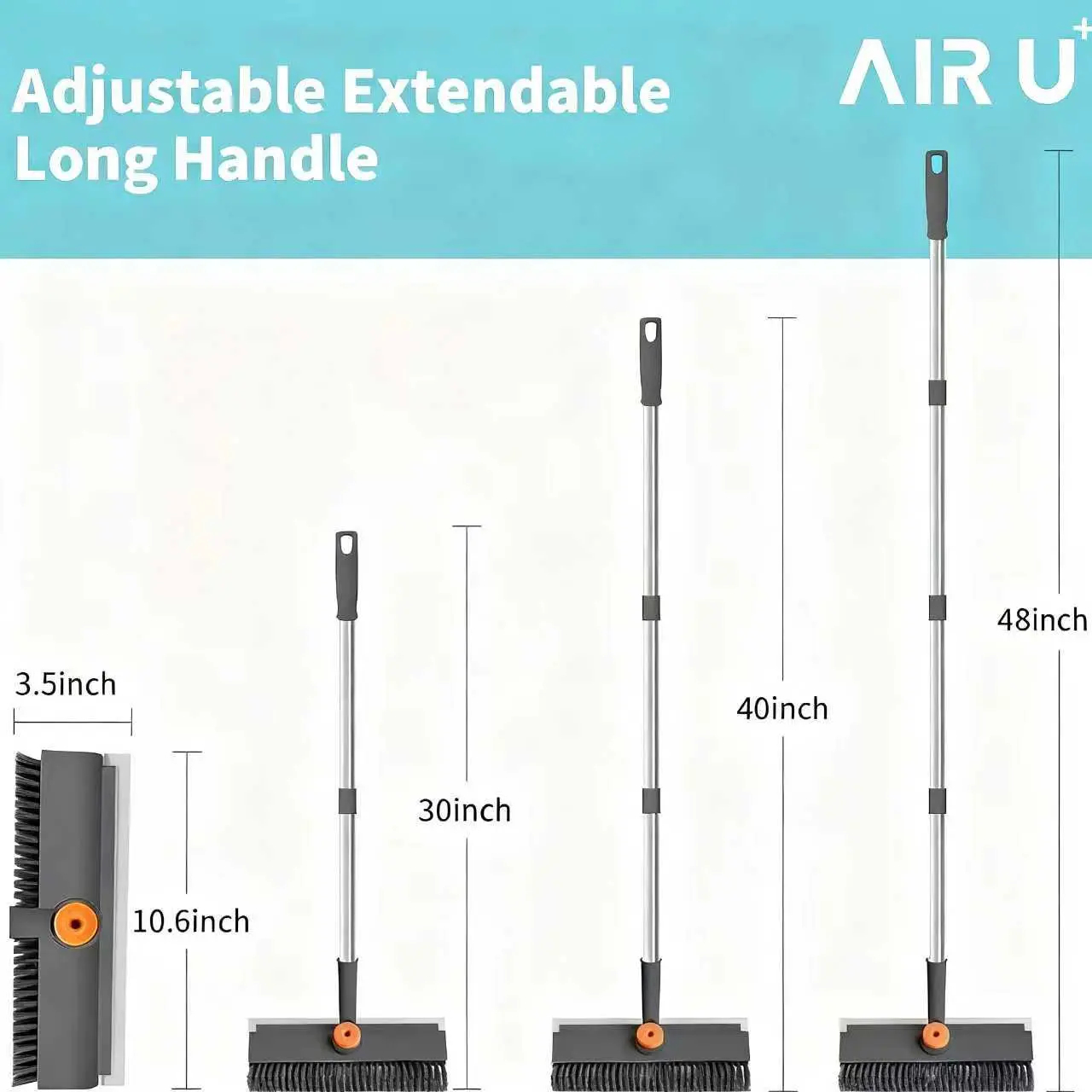 AIRU Floor Scrub Brush Bathtub Brush with Long Handle 3 in 1 Scrape and Heavy-Duty Stiff Bristle Scrubber Brush for Cleaning Shower Bathroom Patio Garage Kitchen Wall and Deck Cleaning Supplies for Home Essential Items for Home Christmas Gifts
