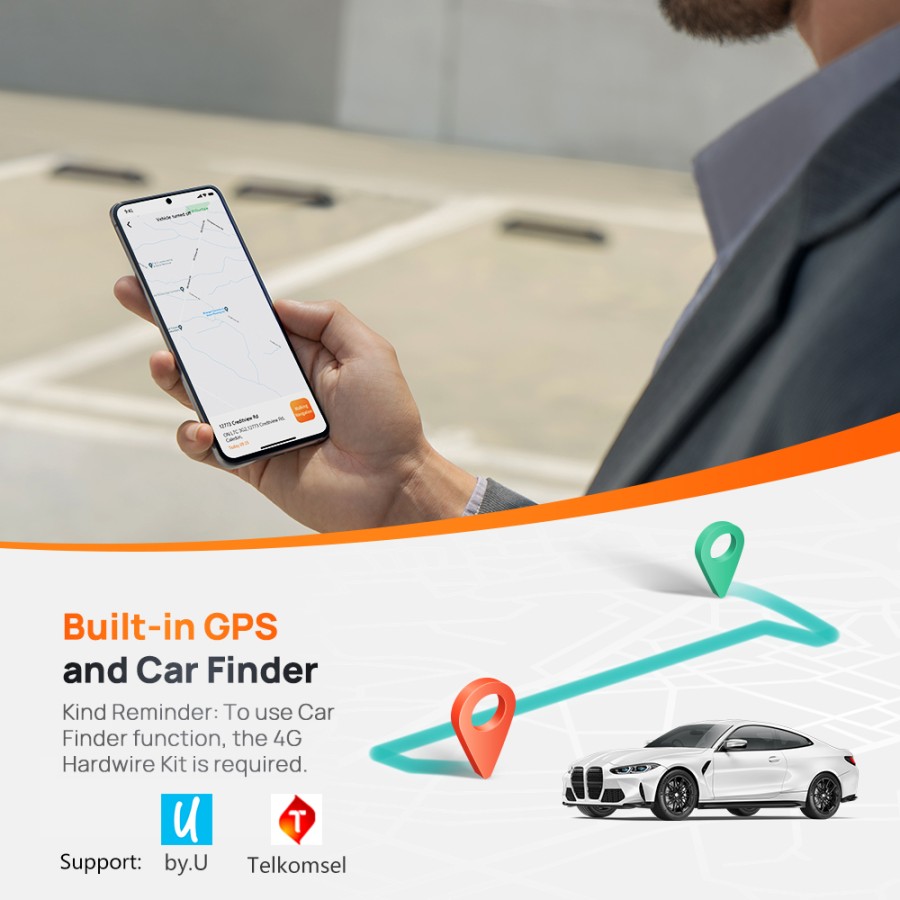 70mai Dash Cam Omni X200 360° Full View 4G Connect HD 1080P FOV 140° - Hitam+4G Kit, Built-in 64G