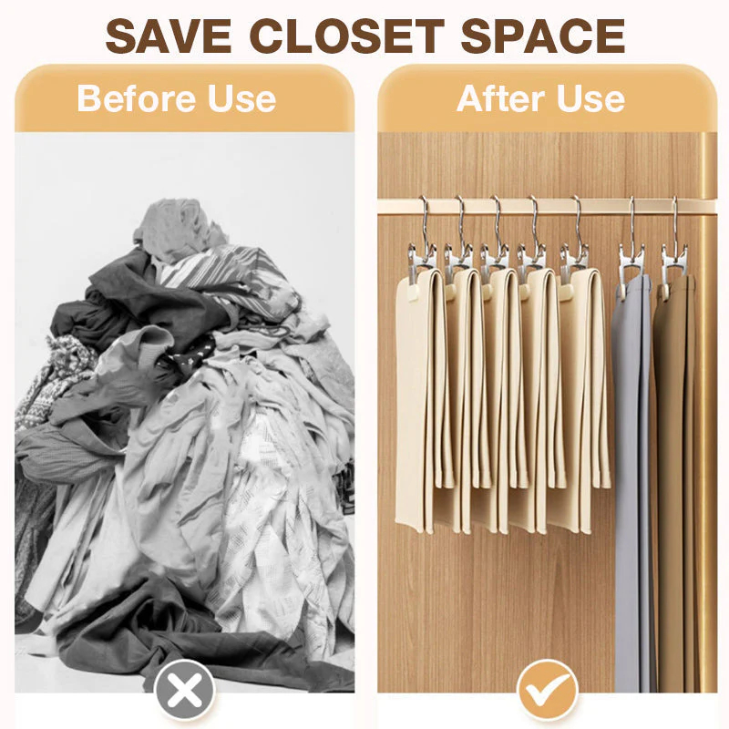 👔🧺 Multifunctional Drying Rack Hangers with Clips - Powerful, Non-Slip Rubber Coating & Durable Stainless Steel (Ideal for Washing Machine & Storage)