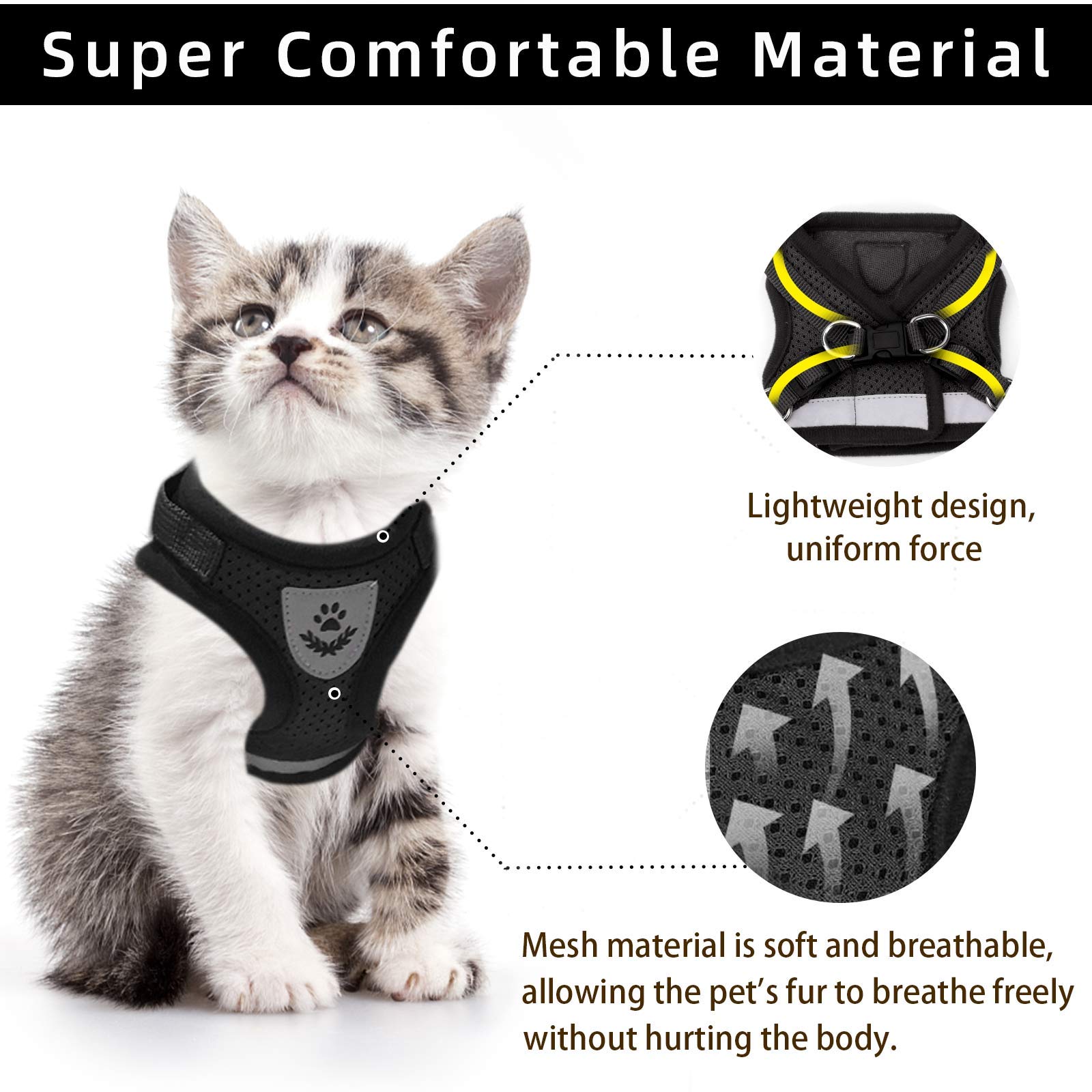 Adjustable Breathable Luminous Pet Vest Harness and Leash Set