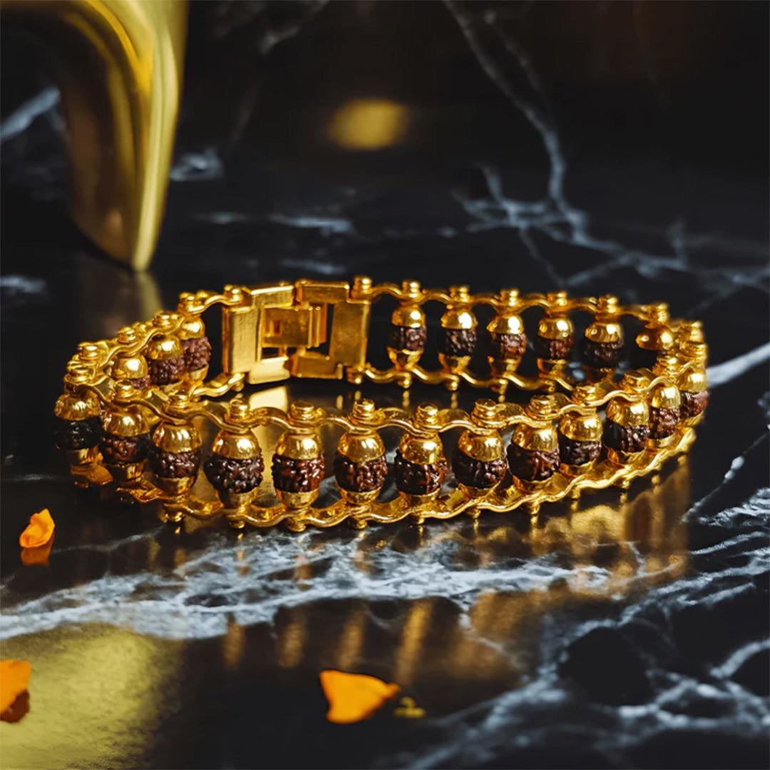 Gold Plated Divine Aura Rudraksha Bracelet