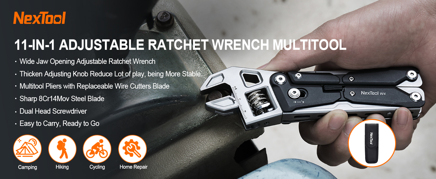 Adjustable ratchet wrench multitool