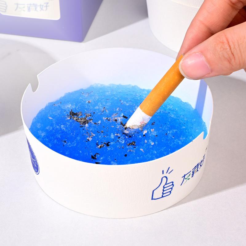 Disposable Ashtray 25-Pack, Portable & Eco-Friendly Paper Ashtrays with Deodorizing Smokeless Gel, for Indoor Outdoor Use, Travel, Car Cup Holder, Parties and Camping