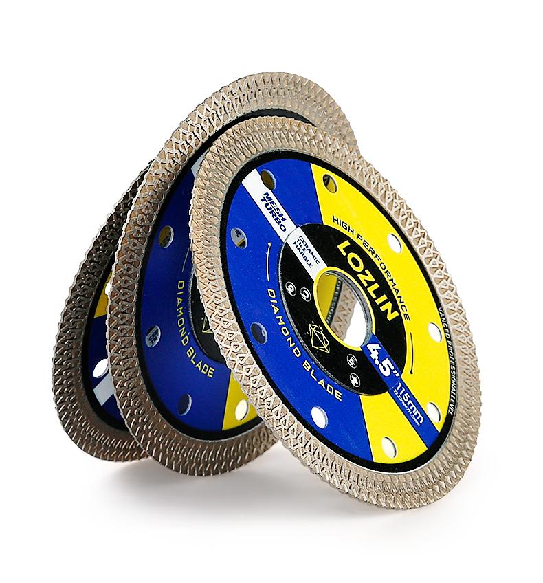 LOZLIN 3PCS 4.5" (115MM) Mesh Turbo Diamond Cutting Disc - Grinding & Cutting Blade for Tile, Ceramic, Marble - Fits Angle Grinder