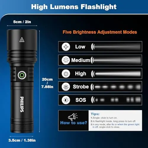 Product Introduction of 【Fathers Day Gift】PHILIPS Safety Ignition Camping Light strong Flashlight 4