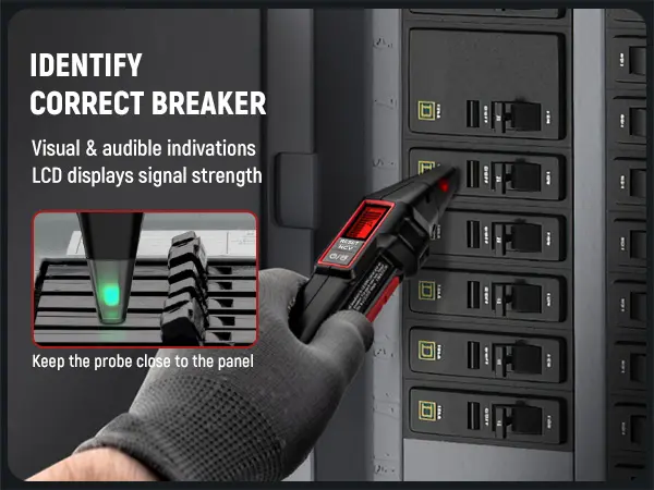 Product Introduction of KAIWEETS AC Circuit Breaker Finder Tool with Alert LCD Display, 2-Piece Set Electric Tester and Voltage Tester with Transmitter and Receiver, NCV Function & Flashlight, Non-Contact Cable Tester and Integrated GFCI Outlet Tester, Portable Detector 10