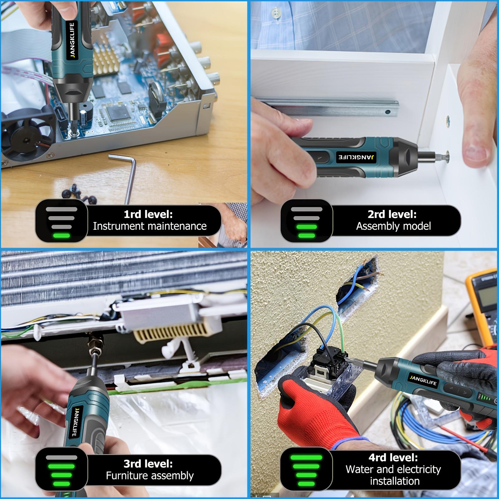 Cordless Electric Screwdriver Set LED Light 4 Levels Torque