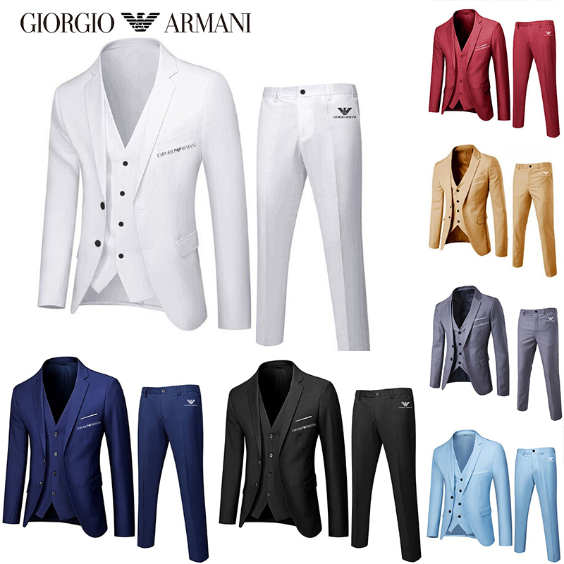 【Armani®】Terno masculino preto e branco Premium Suit