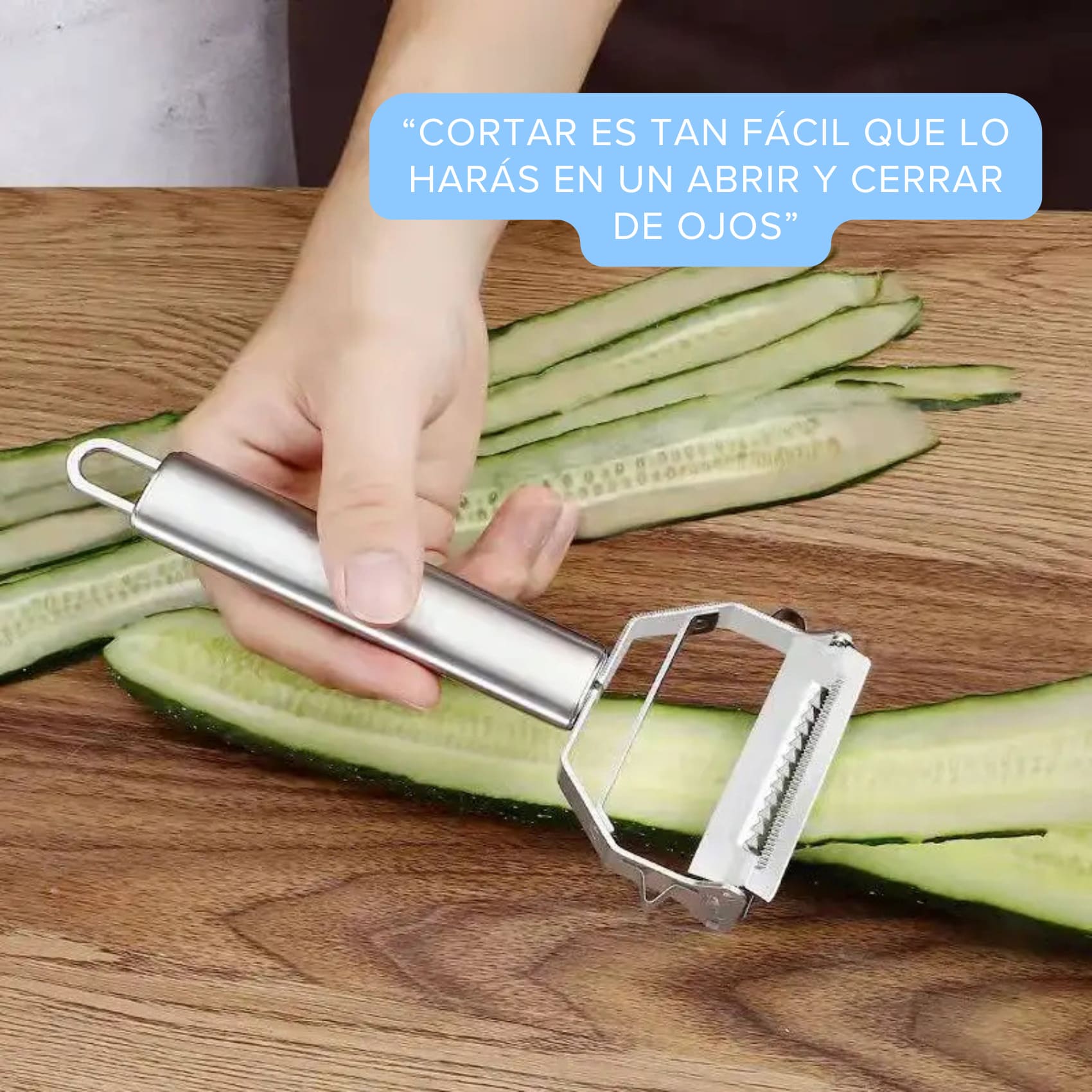 Pelador Multifuncional (Pela Rebana Descorazona Acanala Corta) Frutas y Verduras Doble Cabezal Acero Inox