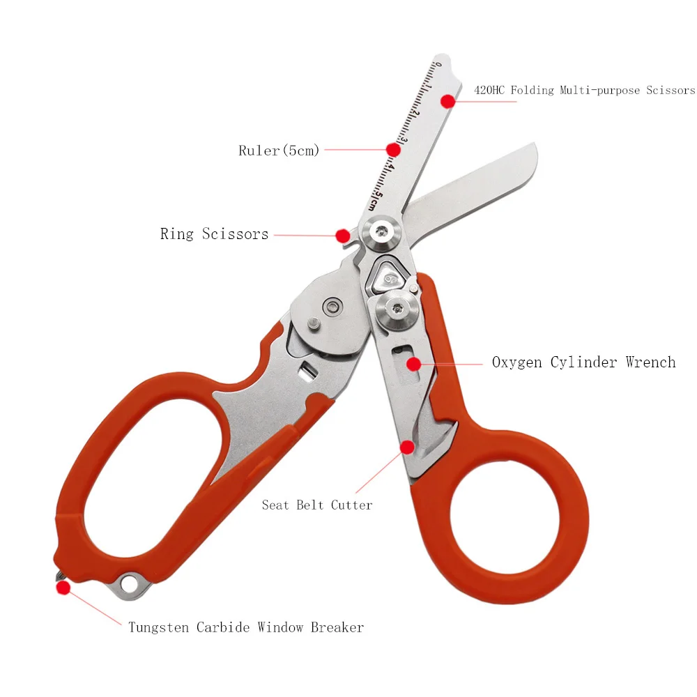 Outdoor Multifunctional Scissors First Aid Gear Tactical Folding Scissors Survival Tools Camping Hunting Equipment