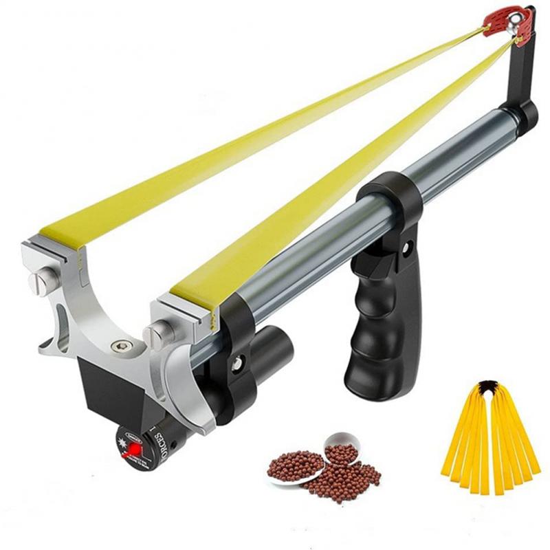 Straight Rod High Precision Telescope High Power Red Laser Flat Rubber Band Stainless Steel Hunting Fishing Tools Slingshot 2023